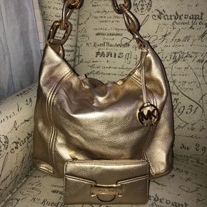 Michael Kors Gold Hobo & Wallet